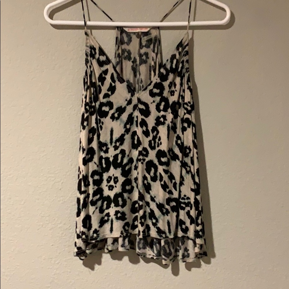 Rebecca Taylor Black and Cream Leopard Print Camisole